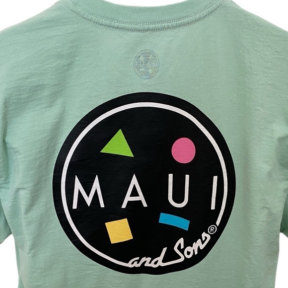MAUI and SONS Logo Green Hawaiian Tee Shirt Men L Large - Picture 4 of 6